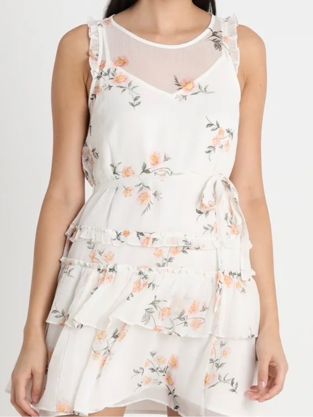 Abercrombie Fitch Dress Womens Sm Floral Tiered Romantic Sheer Fairy Cottagecore